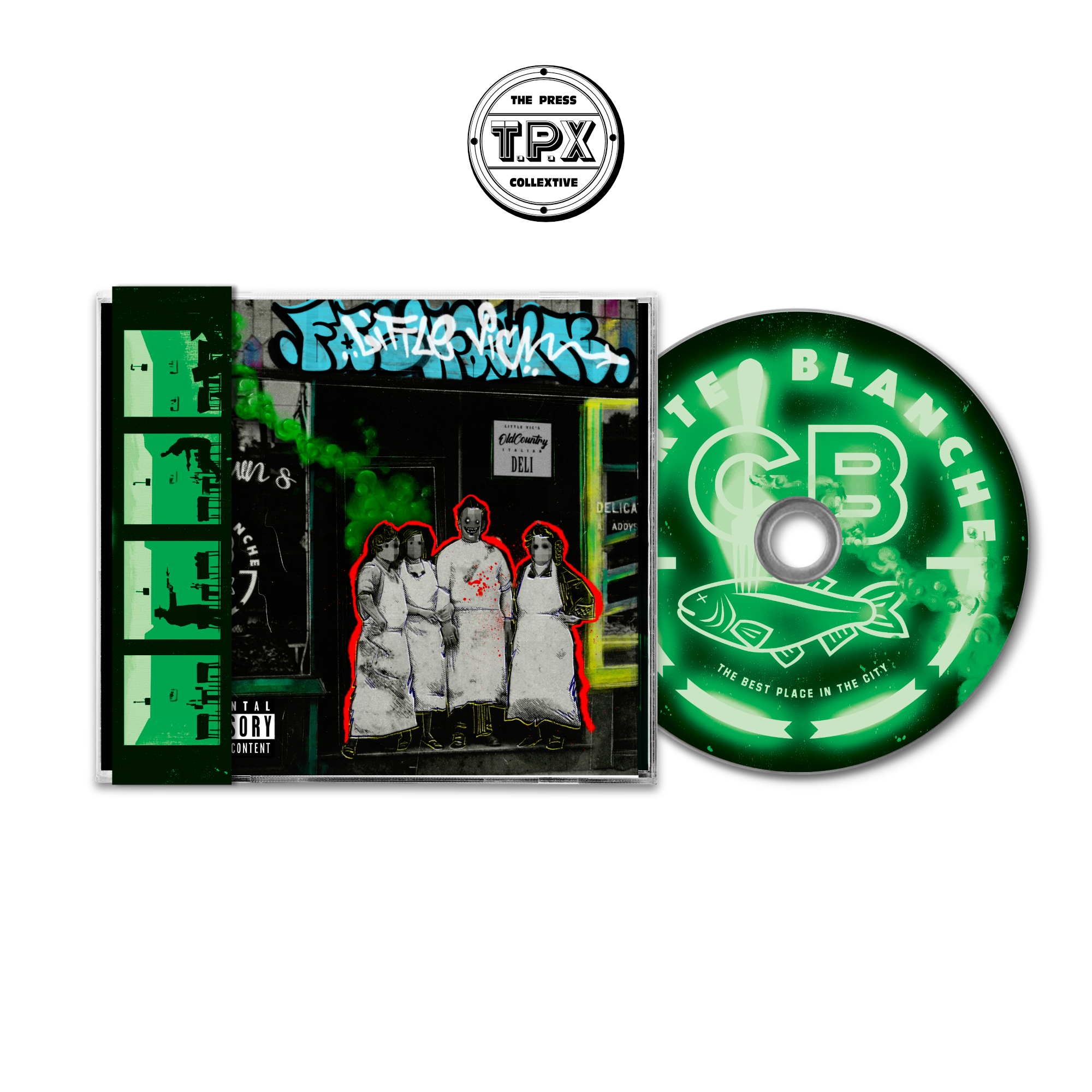 Fashawn and little Vic Carte Blanche Slimer Green obi with custom Carte Blanche logo obi cd all numbered.