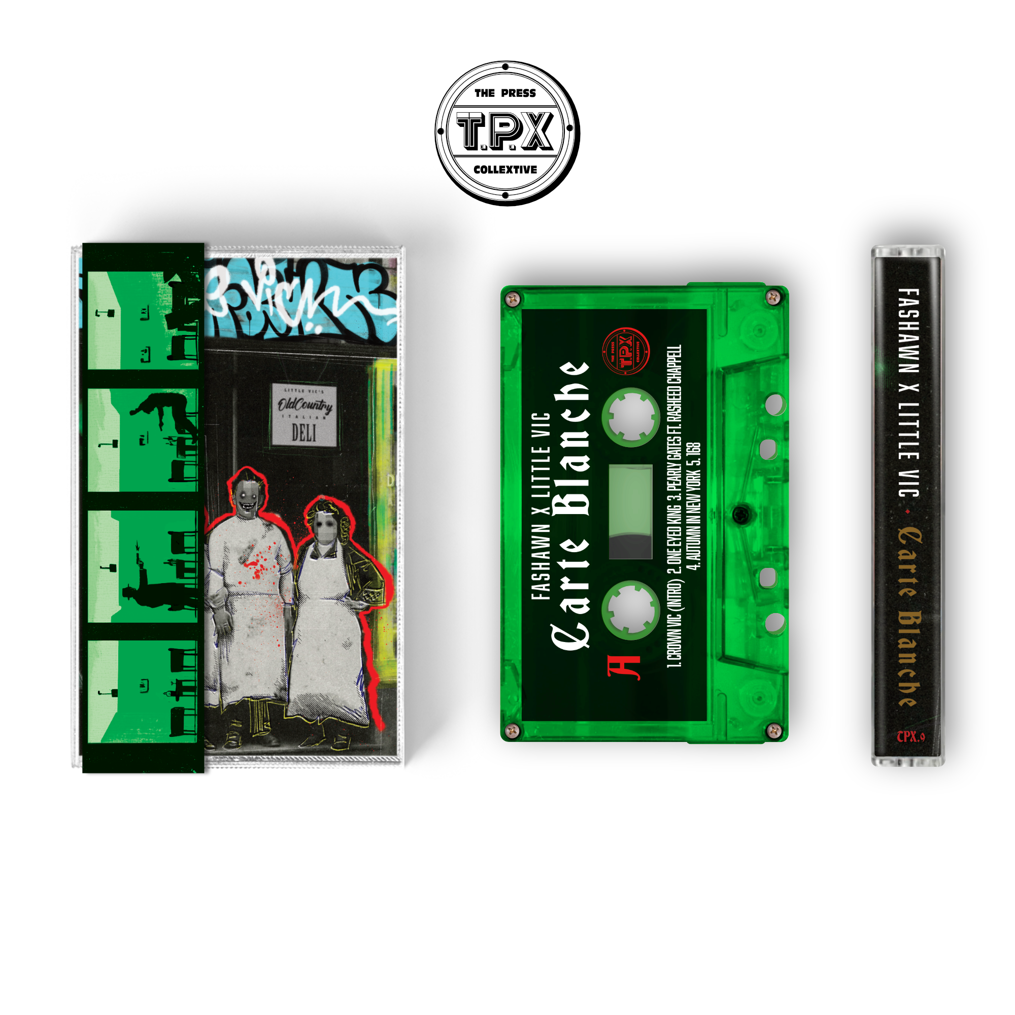 Fashawn and Little Vic Carte Blanche Slimer Green obi with custom Slimer green premium cassette tape all numbered.